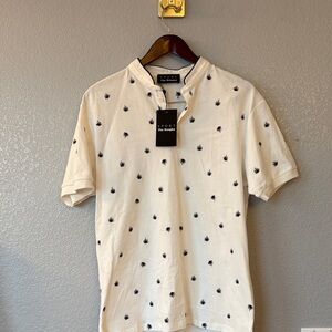 The Kooples White Polo with Black Embroidery